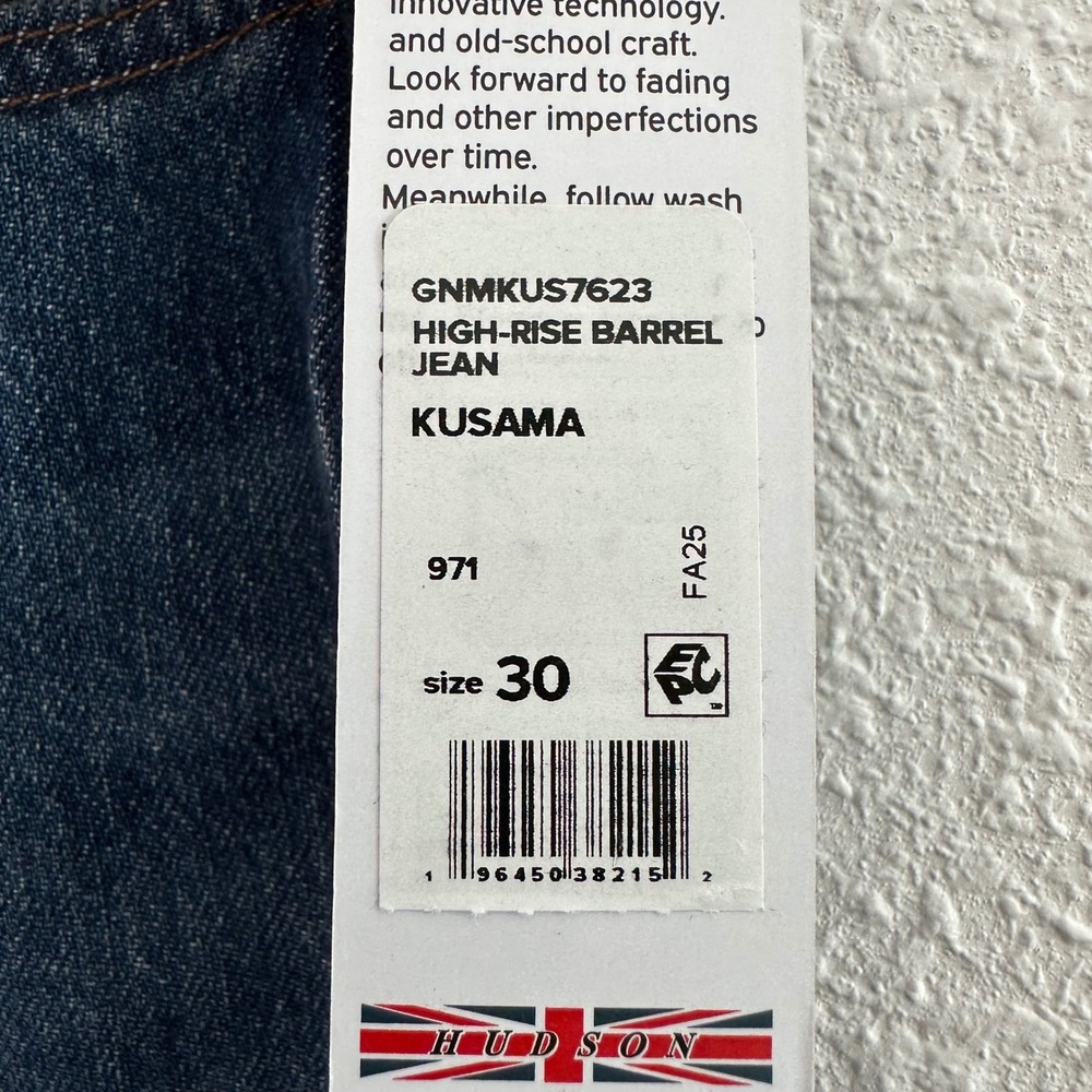 Hudson High-Rise Barrel Leg Jeans Womens 30 Blue Kusama Wash Denim Luxury Casual - Picture 5 of 10